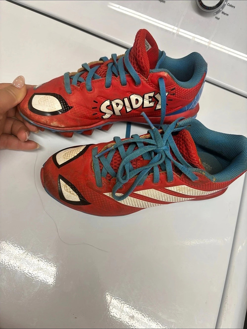 Adidas Marvel Adizero Impact 2.0 MD Spider kids Shoes Spider-Man Sneakers Red &
